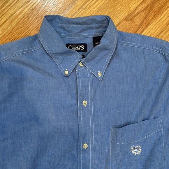CHAPS Easy Care Button Down Oxford - XLT (Blue) - Picture 2 of 9